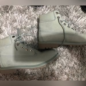 Mint green timberlands